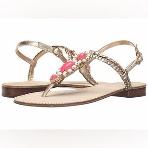NEW Lilly Pulitzer Sole Seaurchin Gold and Coral Sandals size 6.5